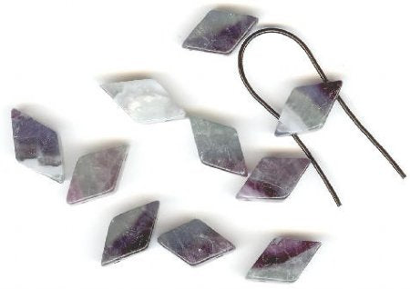 10 10x19mm Diamond Two Hole Rainbow Fluorite