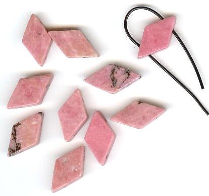 10 10x19mm Diamond Two Hole Rhodonite