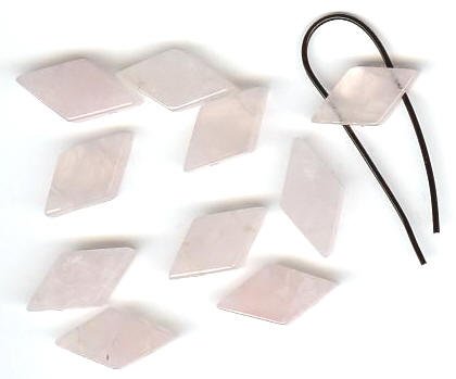 10 10x19mm Diamond Two Hole Rose Quartz