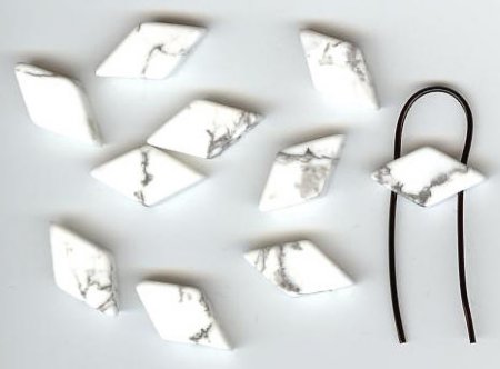 10 10x19mm Diamond Two Hole White Howlite