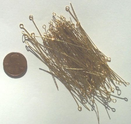 100, 2 Inch 24ga Brass Fine Eye Pins