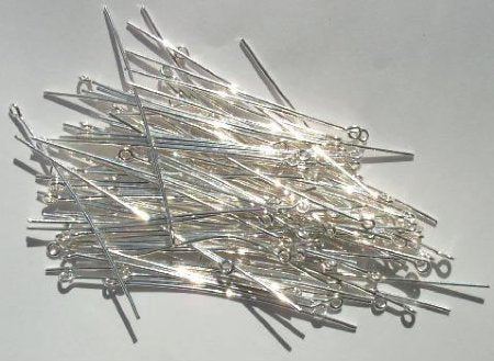 100, 2 Inch 20ga Bright Silver Eye Pins