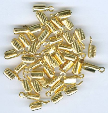 50 11mm Ridged Gold Crimp Ends