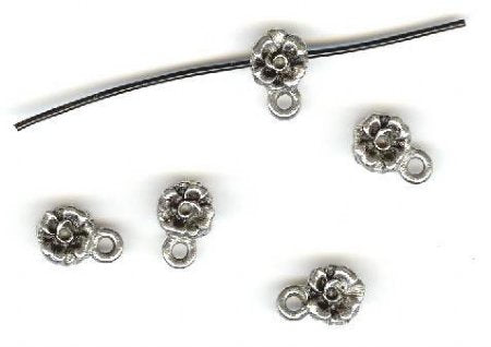5 11x7mm Antique Silver Flower Bails
