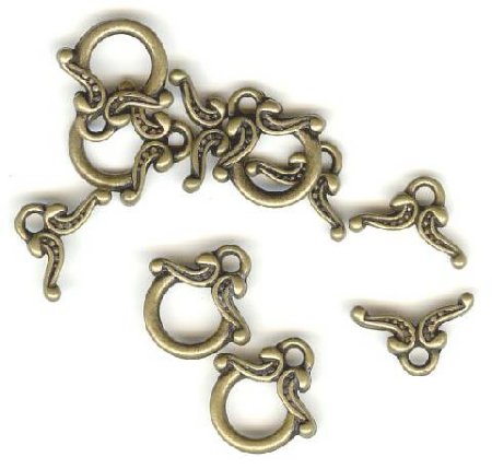 5 13mm Antique Gold Bow Toggles