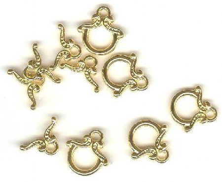 5 13mm Gold Plated Bow Toggles