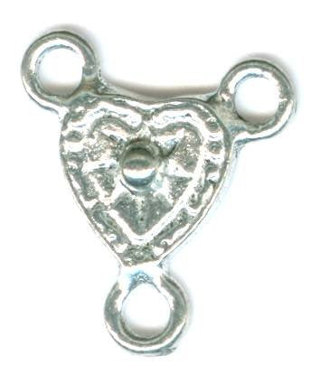 1 15x13mm Antique Silver Heart Connector with Sunburst