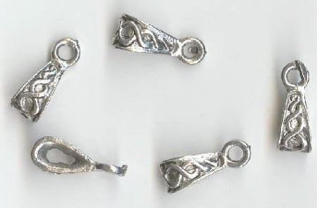 5 15x6mm Fancy Antique Silver Triangle Bails