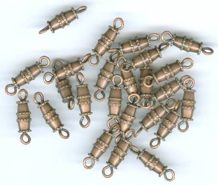 25 16mm Antique Copper Barrel Screw Clasps