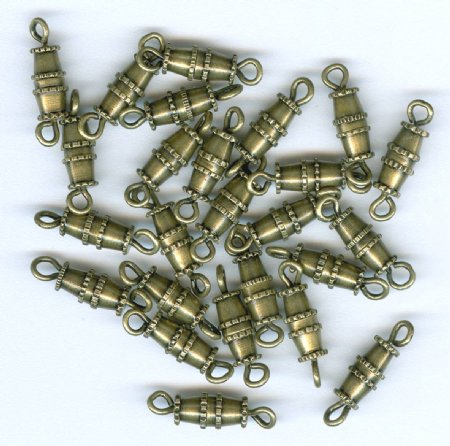 25 16mm Antique Gold Barrel Screw Clasps