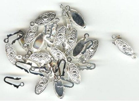 20 Pair of 17mm Oval Silver Plated Pearl Clasps
