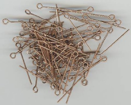 100, 1 Inch 24ga Antique Copper Eye Pins