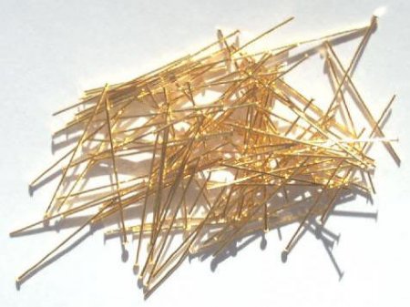 100, 1 Inch 24ga Bright Gold Fine Head Pins