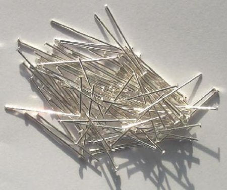 100, 1 Inch 20ga Bright Silver Head Pins