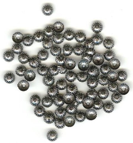 100 2x5mm Gunmetal Pleated Bead Caps