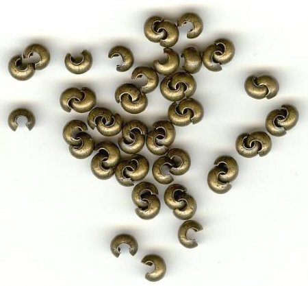 100 3mm Antique Gold Crimp Covers