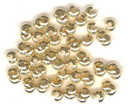 100 3mm Gold Plated Crimp Covers