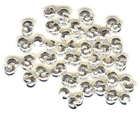 100 3mm Silver Plated Crimp Covers