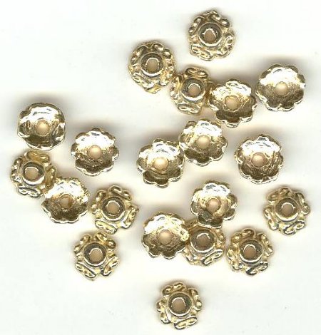 20 3x7mm Bright Gold with Curl Bead Caps