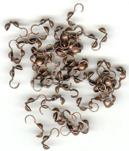 50 Antique Copper Clamshell Hook Bead Tips