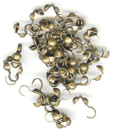 50 Antique Gold Clamshell Hook Bead Tips