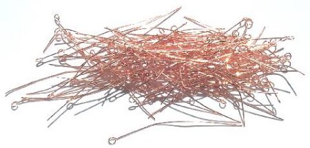 100, 2 Inch 24ga Bright Copper Fine Eye Pins