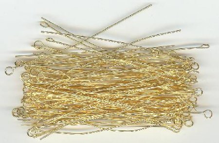 100, 2 Inch 24ga Bright Gold Fine Eye Pins