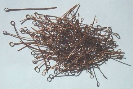 100, 2 Inch 24ga Antique Copper Fine Eye Pins