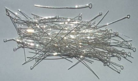 100, 2 Inch 24ga Bright Silver Fine Eye Pins