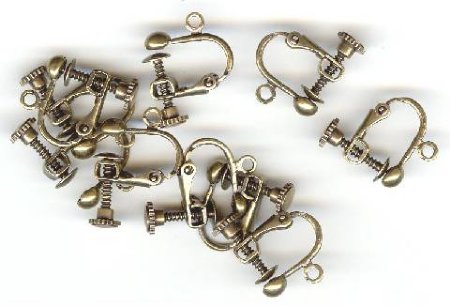 5 Pairs of Screw-on Antique Gold Earrings with Loop