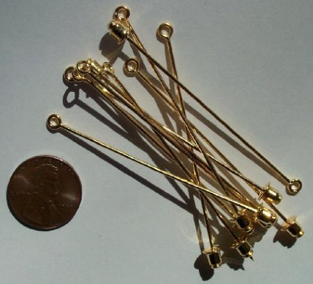 10 65mm Gold Plated Lapel Pins with Loop