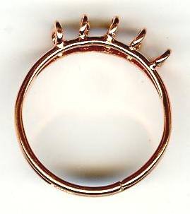 1 Bright Copper Adjustable Ring with two Narrow Rows of Five Loops