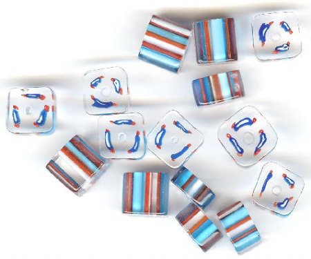Furnace 20 grams Square White Core with Aqua & Red