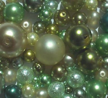 50 Grams of Green Moss Glass Pearl Mix
