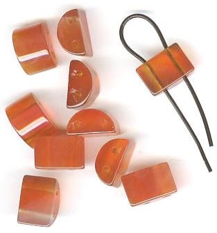 10 8x12mm Half-Moon Two Hole Carnelian