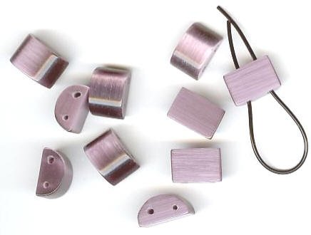 10 8x12mm Half-Moon Amethyst Double Holed Fiber Optic