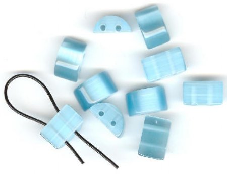 10 8x12mm Half-Moon Aqua Double Holed Fiber Optic