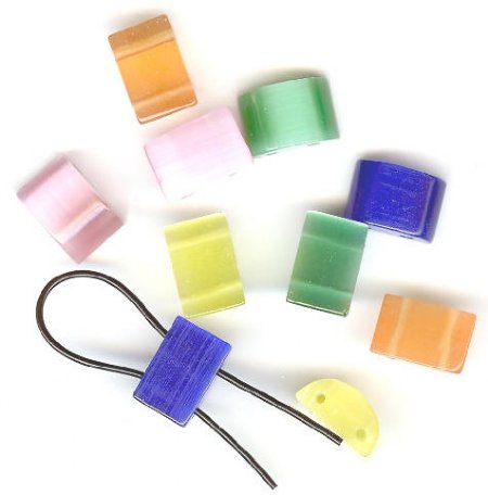 10 8x12mm Half-Moon Mixed Double Holed Fiber Optic
