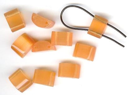 10 8x12mm Half-Moon Orange Double Holed Fiber Optic