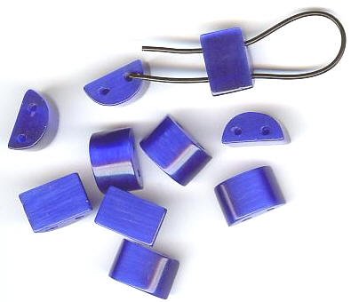 10 8x12mm Half-Moon Sapphire Double Holed Fiber Optic