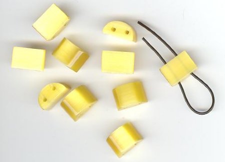 10 8x12mm Half-Moon Yellow Double Holed Fiber Optic