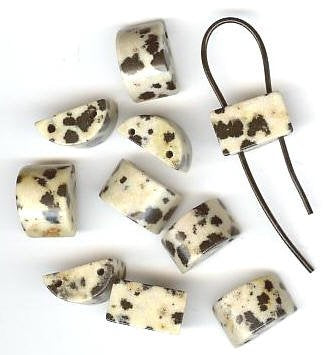 10 8x12mm Half-Moon Two Hole Dalmatian Jasper