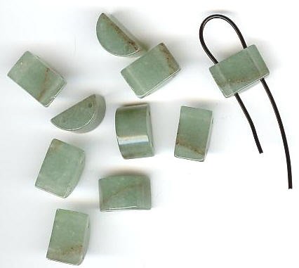10 8x12mm Half-Moon Two Hole Green Aventurine