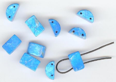 10 7x12mm Half-Moon Two Hole Howlite Turquoise