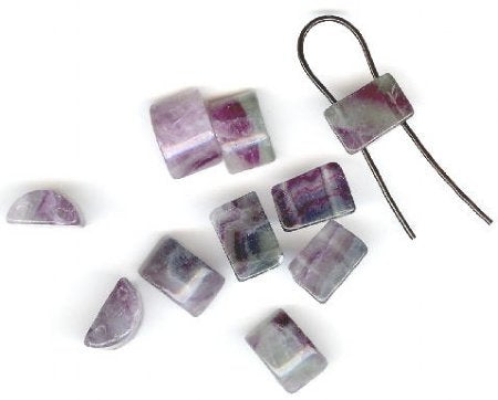 10 8x12mm Half-Moon Two Hole Rainbow Fluorite