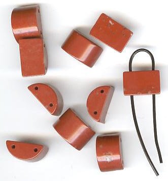 10 8x12mm Half-Moon Two Hole Red Jasper