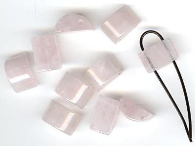10 8x12mm Half-Moon Two Hole Rose Quartz