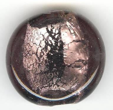 1 29x12mm Amethyst Lampwork Disk with Foil