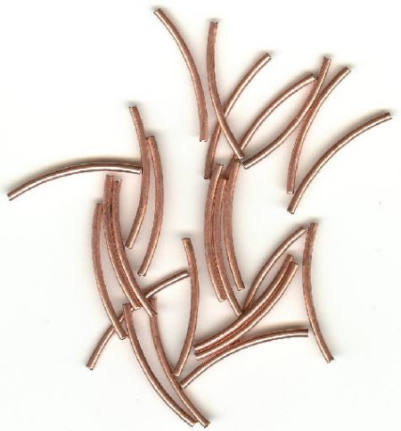 25 25x1.5mm Copper Plated Curved Tube Beads