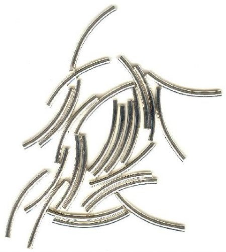 25 25x1.5mm Silver Plated Curved Metal Tube Beads